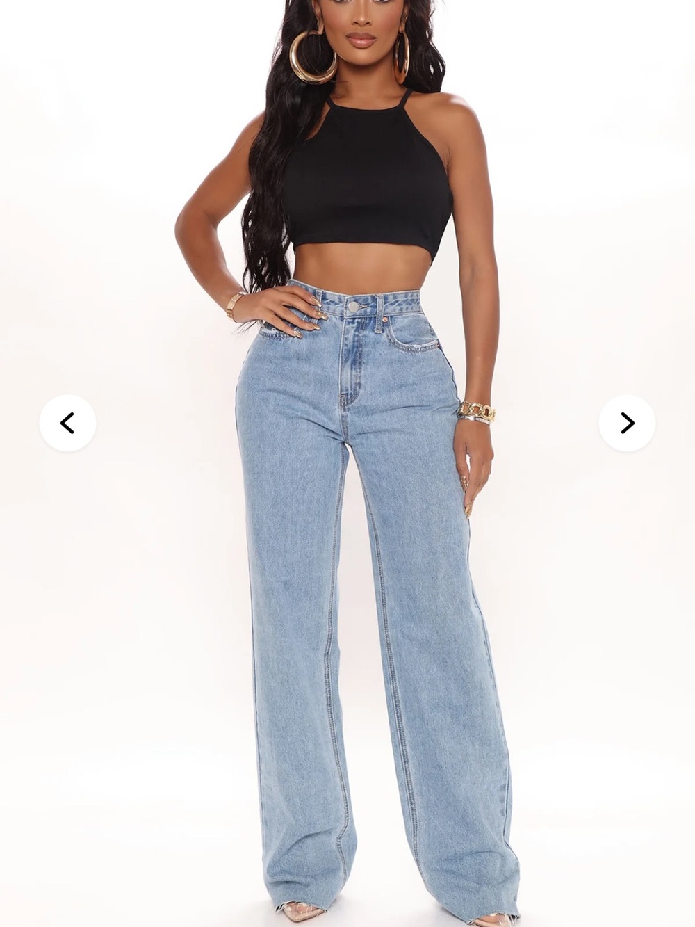 Fashion Nova Light Blue High-Rise Wide Leg Jeans